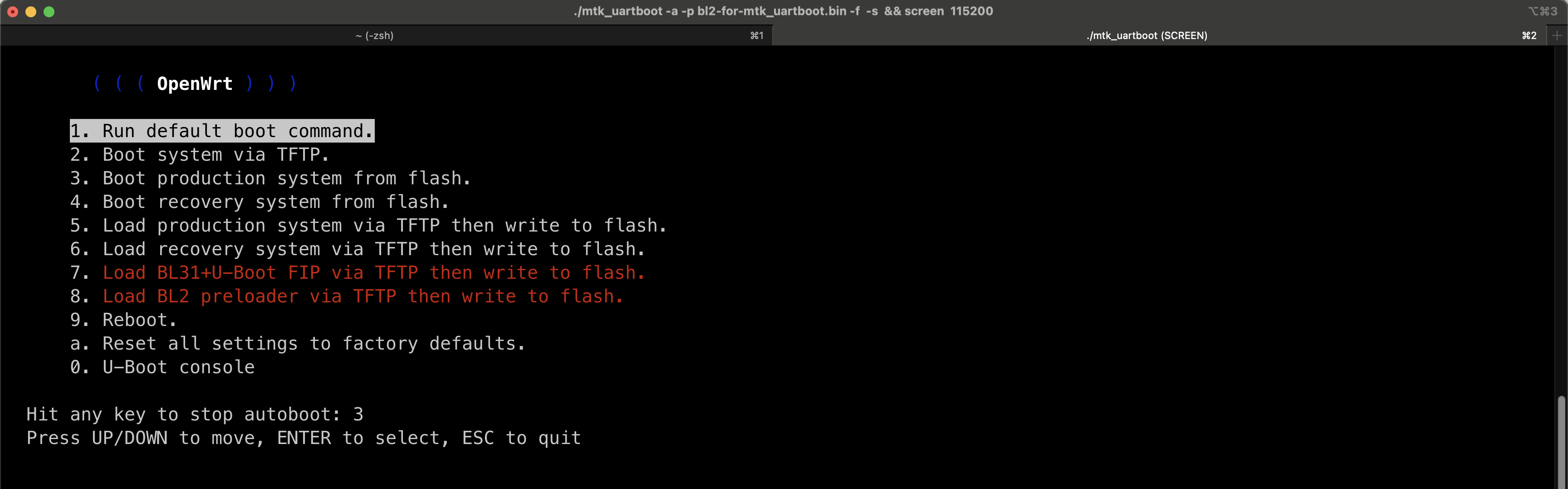OpenWrt Boot Menu