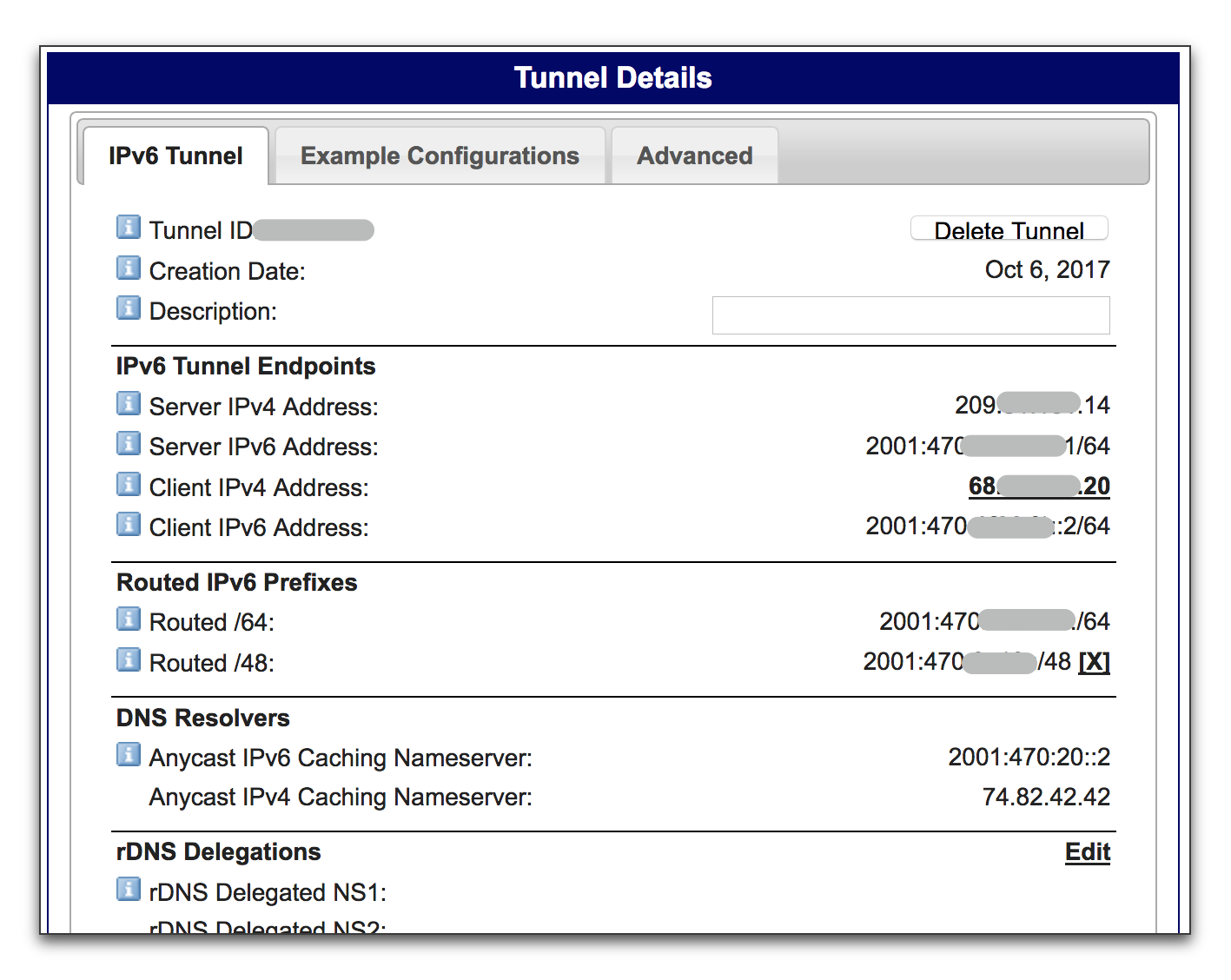 Tunnel broker details